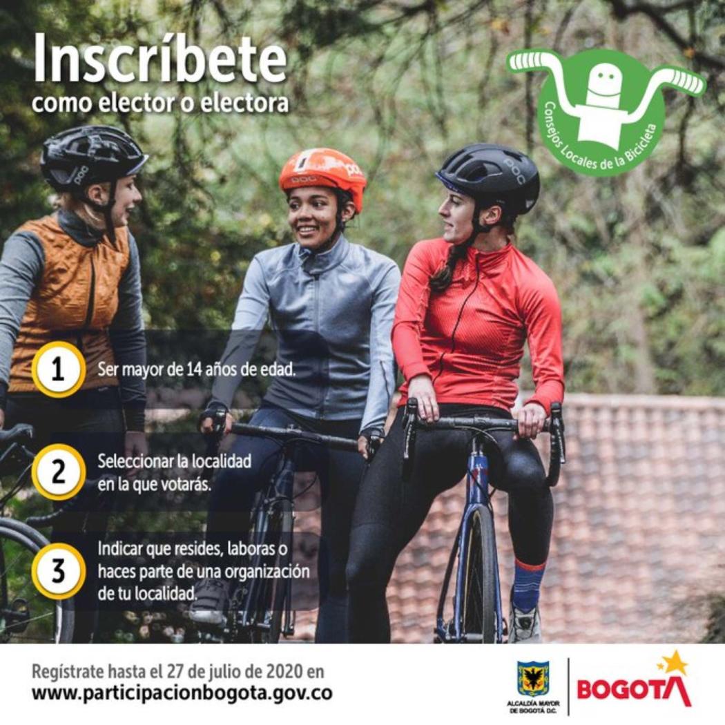 Del 1 al 18 de agosto se eligen los Consejos Locales de la Bicicleta en Bogotá.