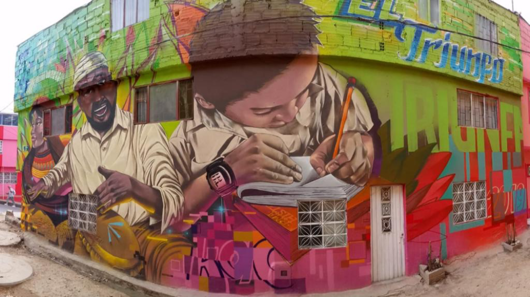 Mural pintado por la comunidad en medio de socializaciones del proyecto ecobarrios. Foto: Secretaría del Hábitat