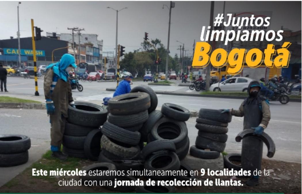 Este miércoles 16 de diciembre se realizará una jornada de recolección de llantas en 9 localidades de Bogotá 