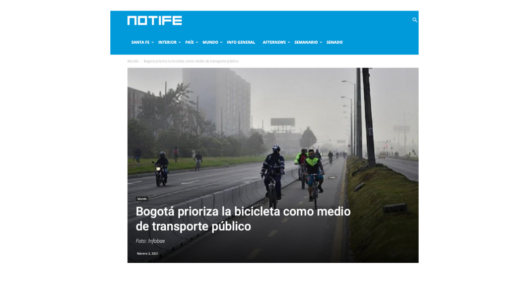 El medio argentino Notife destacó el nuevo marco legal con que Bogotá contará para priorizar la movilidad en bicicleta