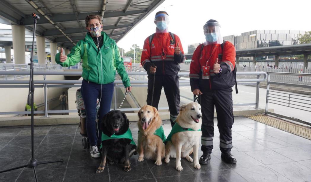 Los animales de compañía son bienvenidos en TransMilenio. Foto: TransMilenio