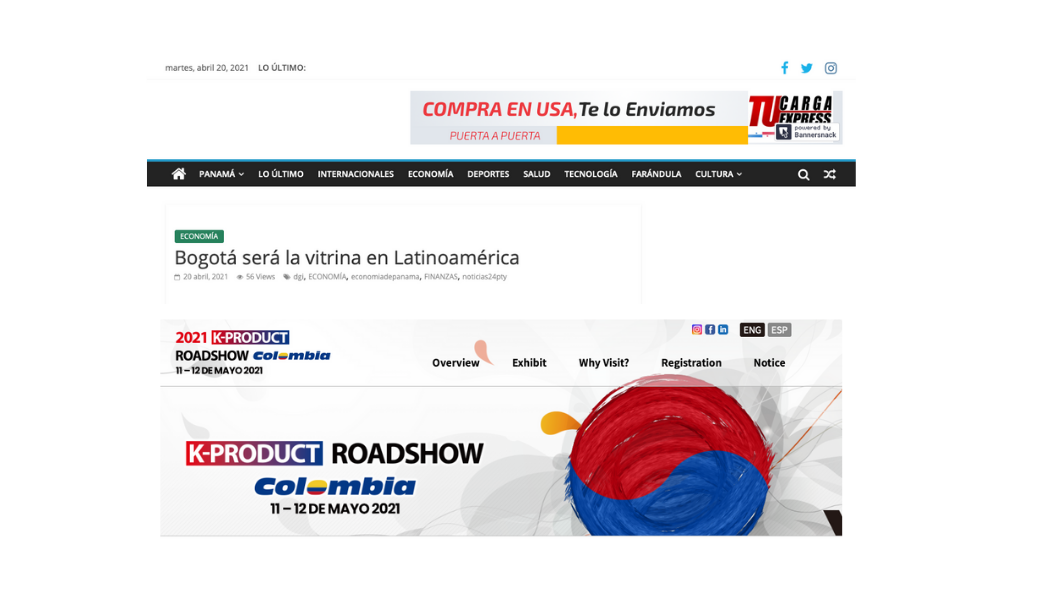 El portal 24pty reportó que la versión 2021 de la feria surcoreana comercial K-Product Roadshow será en Bogotá