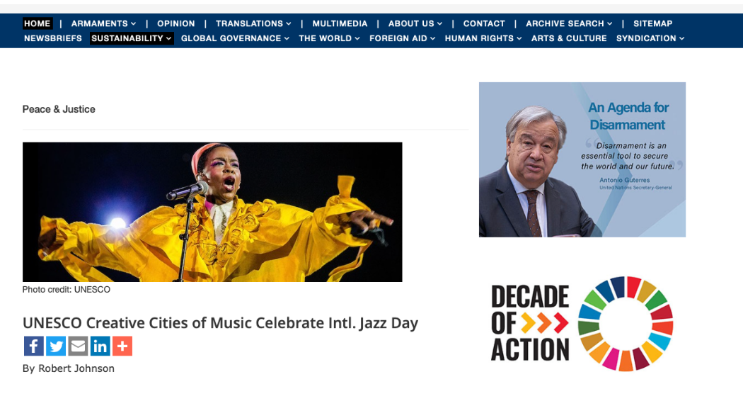 El portal alemán In Depth News reseñó las celebraciones que hicieron las Ciudades Creativas de la UNESCO, de las cuales Bogotá hace parte, con motivo del día mundial del jazz 2021
