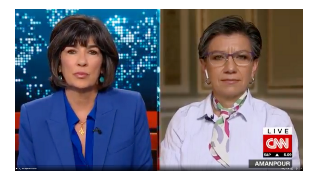 Claudia López, fue entrevistada por la periodista Christiane Amanpour para CNN.