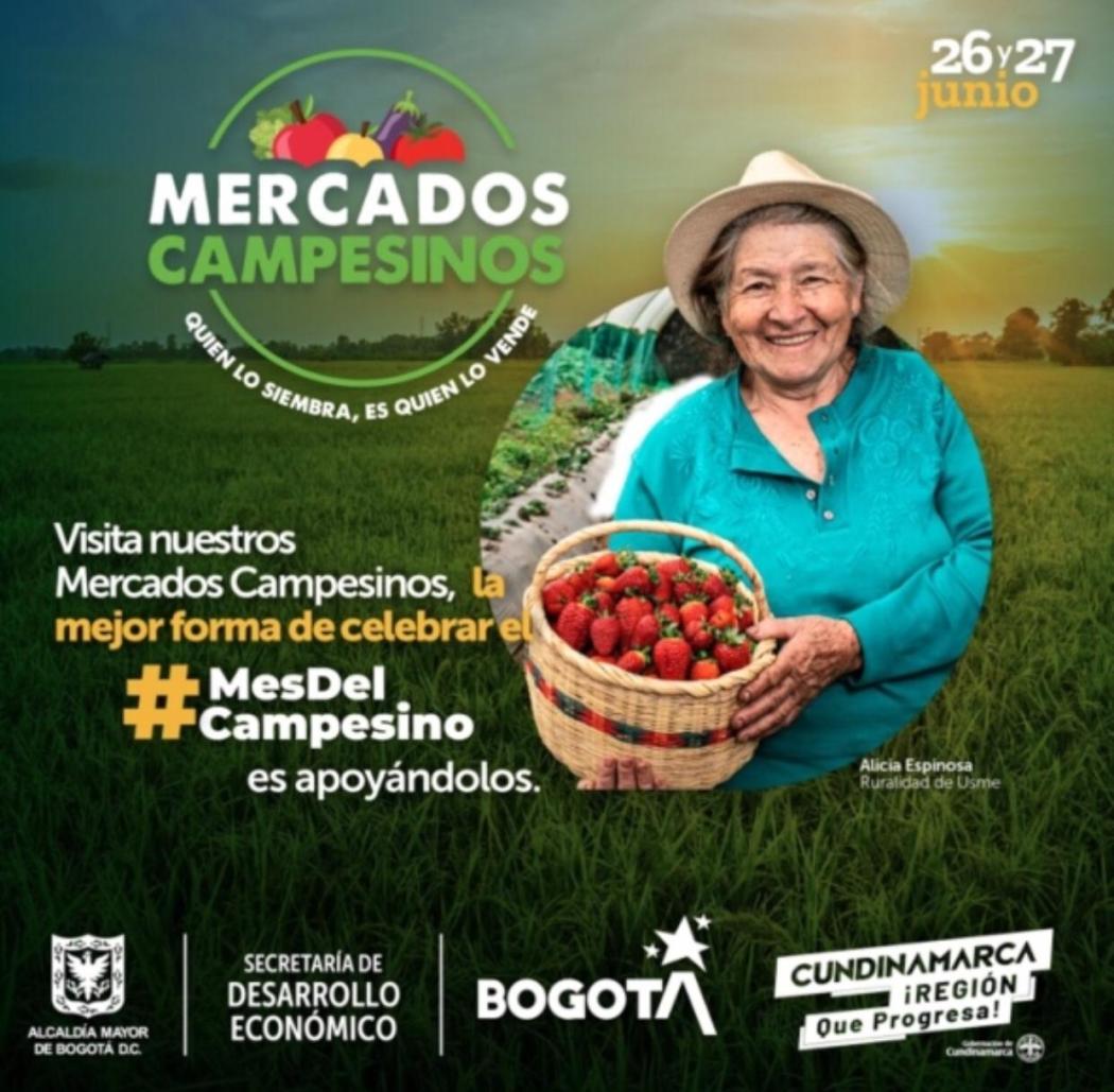 Este 26 y 27 de junio apoya a pequeños productores en los mercados que estarán ubicados en 15 localidades de Bogotá.