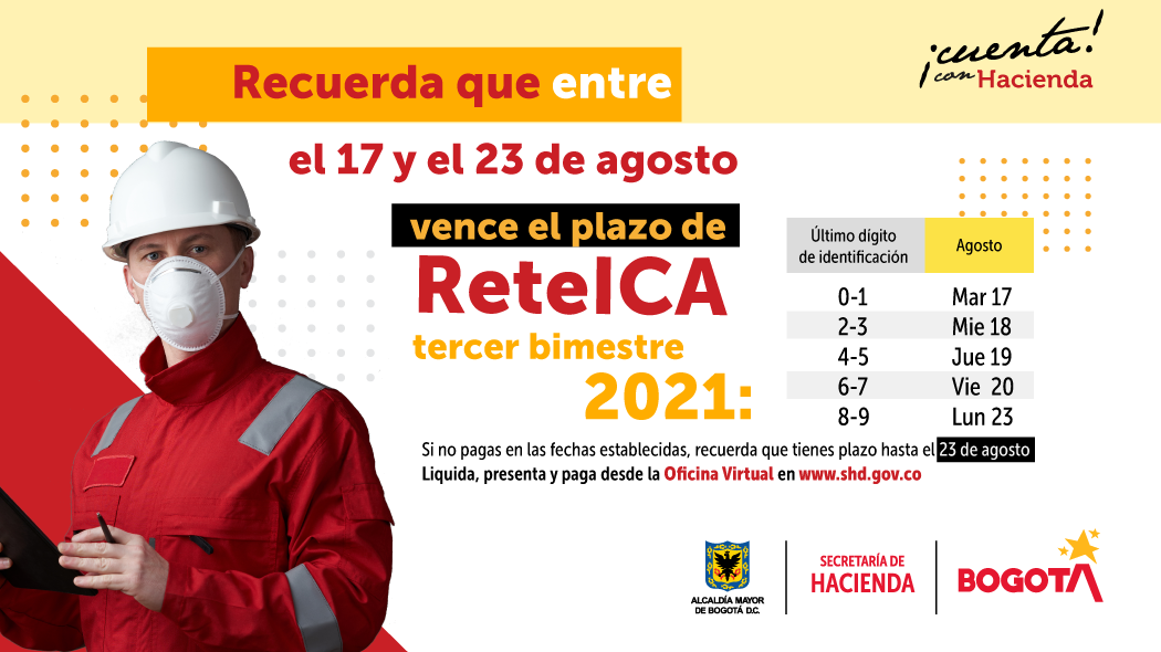 Inician los vencimientos de ReteICA, tercer bimestre 2021