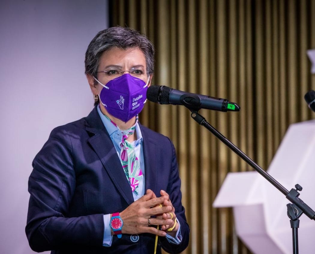 La alcaldesa mayor de Bogotá, Claudia López, en la instalación este martes del Consejo Distrital de Paz. Foto. Alcaldía.