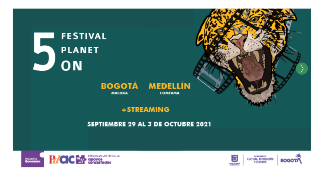 Afiche festival cine ambiental Planet On 2021 29 de septiembre a 3 de octubre 