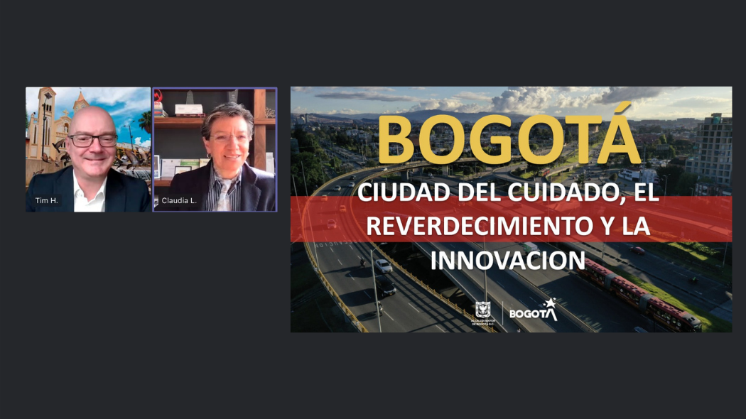 La alcaldesa de Bogotá, Claudia López y el embajador adjunto del Reino Unido en Colombia, Tim Hemmings sostuvieron un encuentro virtual con empresarios y representantes de empresas británicas.