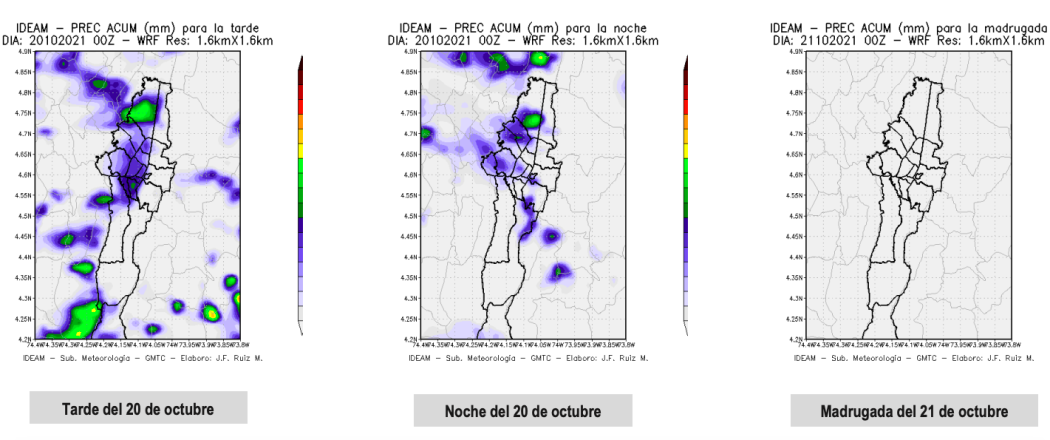 Para la tarde y noche de hoy 20 de octubre, se estima un cielo entre parcial y mayormente nublado con predominio de tiempo seco en Bogotá. Pieza: IDIGER 
