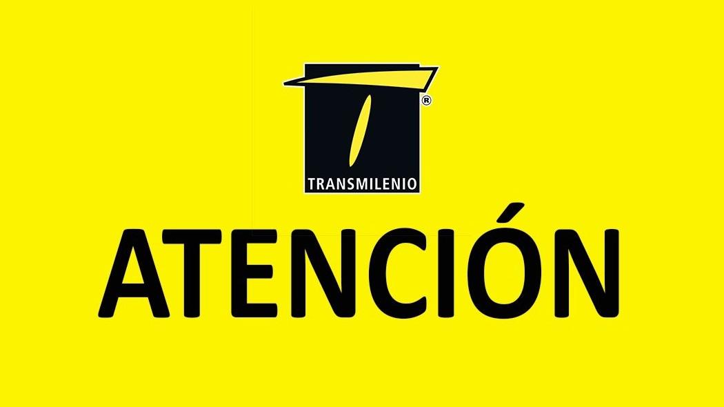 Aviso de "atención" de TransMilenio.
