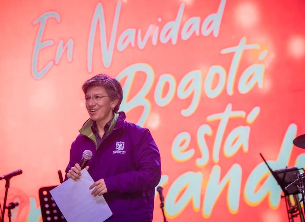 Alcaldesa Claudia López en encendido de Navidad de Bogotá