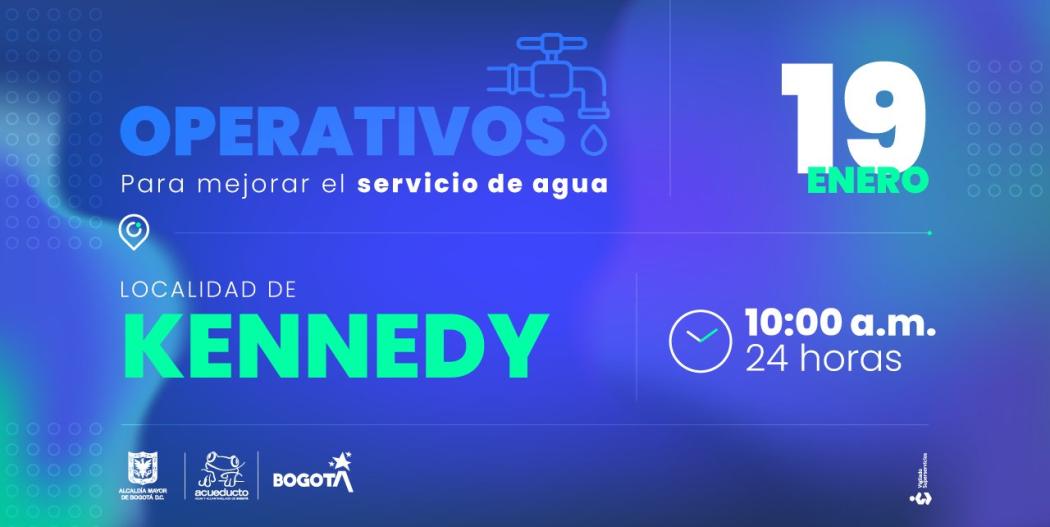 Los cortes de agua en estos barrios de Kennedy iniciarán a las 10:00 a.m. y serán por 24 horas. Imagen. Acueducto de Bogotá.
