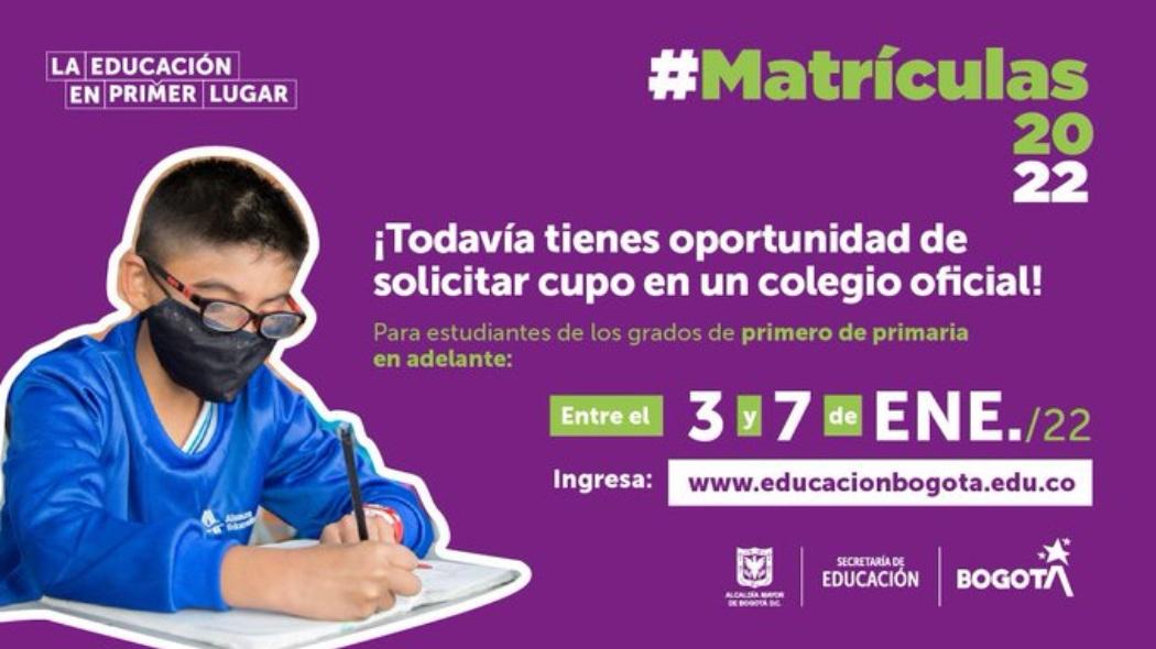 ¿Cómo pedir un cupo en colegio oficial de Bogotá para este 2022?