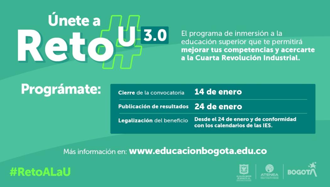 El 14 de enero se vence el plazo para inscribirse a Reto a la U Bogotá