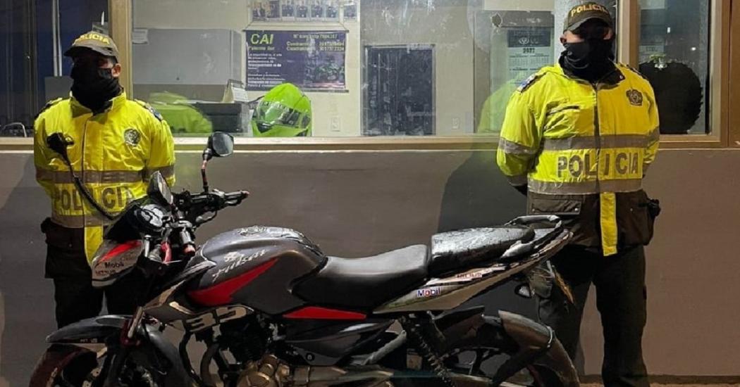La Policía recuperó una motocicleta abandonada en Rafael Uribe Uribe 