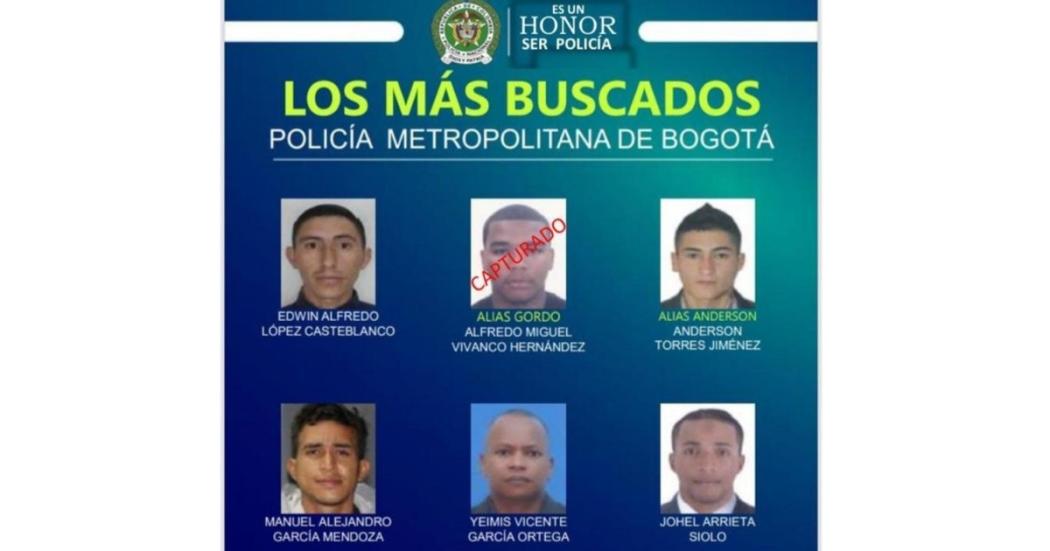Bogotá: el cartel de los delincuentes más buscados por homicidio 