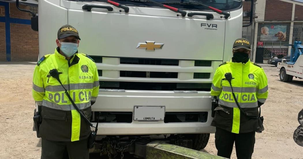 Cuatro capturados y un camión recuperado por la Policía en Teusaquillo