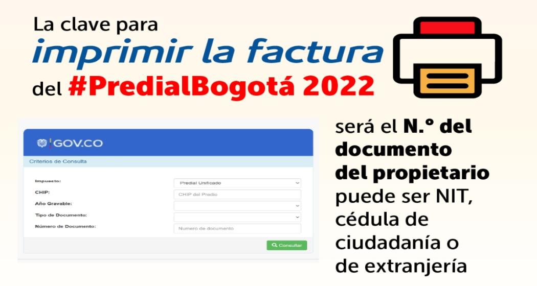 Cómo imprimir la factura del impuesto predial Bogotá 2022
