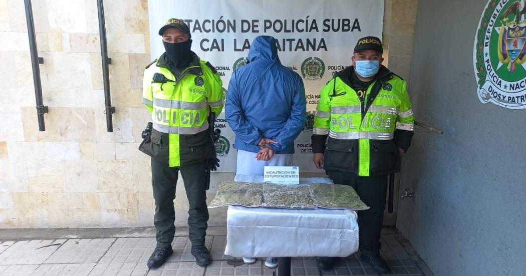 En Suba la Policía capturó a un hombre con 1.500 gramos de marihuana
