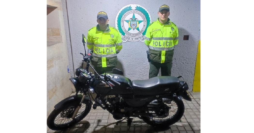En rápida reacción la Policía recuperó una motocicleta hurtada en Suba