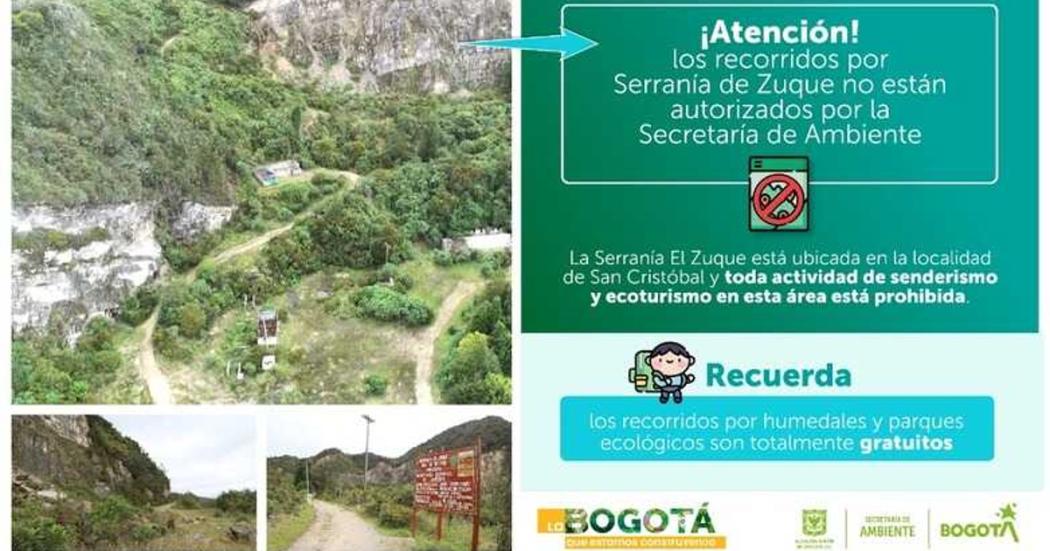 Recorridos por Serranía de Zuque no están autorizados en Bogotá