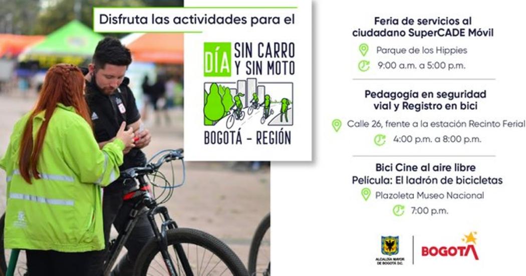 Programa de actividades en el Día sin carro y sin moto en Bogotá 2022