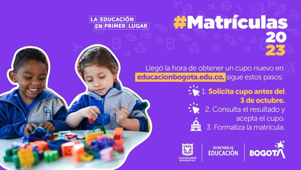 Matriculas 2023: Solicitud de cupo para colegio oficial de Bogotá 