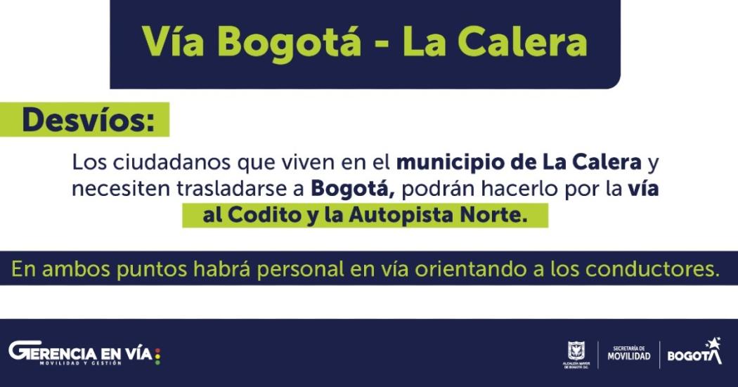 Este martes continuará cerrada la vía a La Calera desde la calle 85