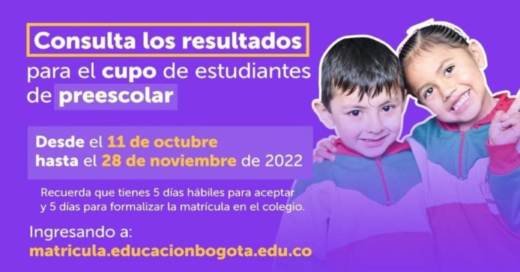 Publicación de resultados de solicitud de cupos para preescolar 2023