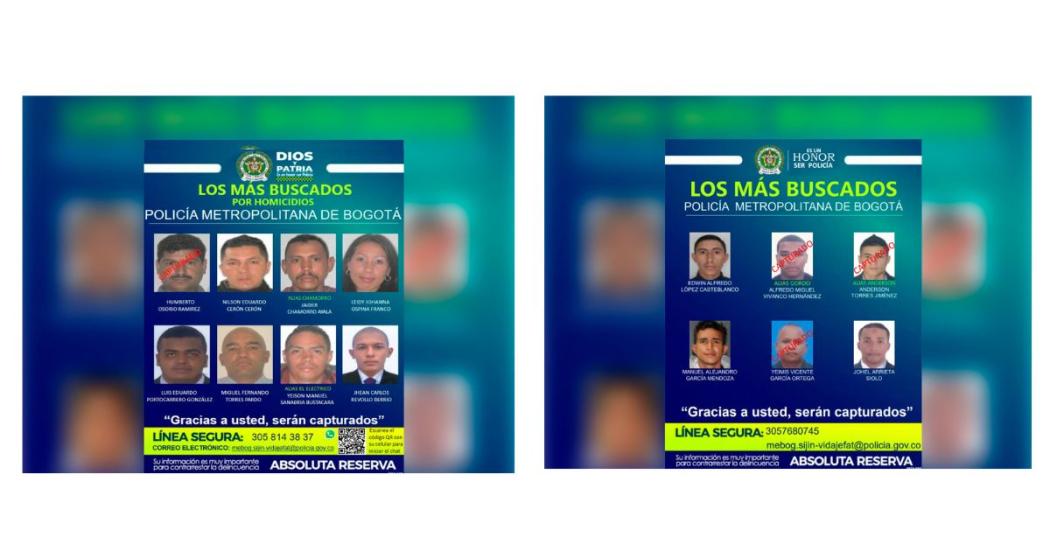 ¡Una mujer y 9 hombres son los más buscados por homicidio en Bogotá!