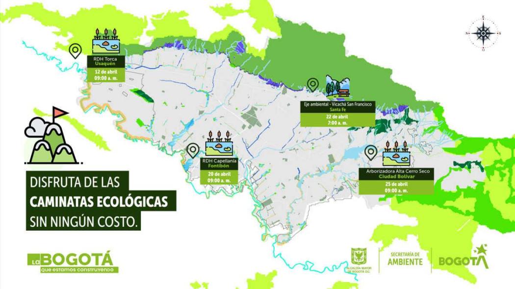 Programación de caminatas ecológicas en Bogotá para abril de 2023 