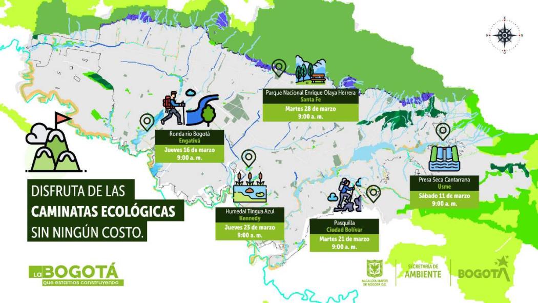 Programación de caminatas ecológicas en Bogotá para marzo de 2023 