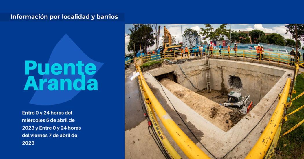 Barrios con cortes de agua en Puente Aranda el 5 y 7 de abril de 2023