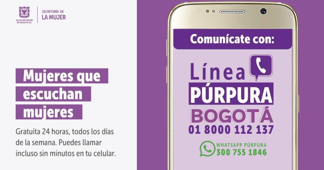 Con Línea Púrpura y más servicios Bogotá atiende y previene violencias a mujeres