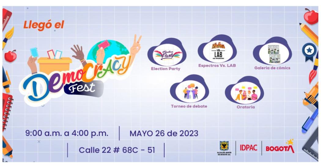 500 estudiantes de Bogotá participarán en el Democracy Fest 2023. 