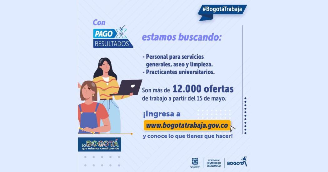 Ofertas de empleo en Bogotá de Agencia Distrital de Empleo mayo 2023