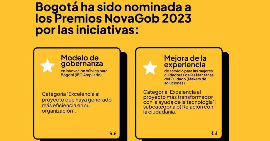 Bogotá nominada a Premios NovaGob con dos iniciativas de innovación