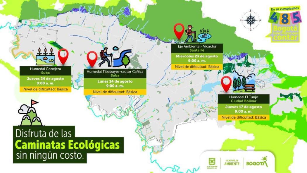 Programación de caminatas ecológicas en Bogotá para agosto de 2023 