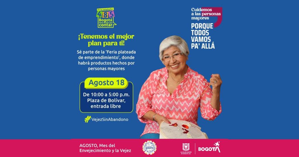 Feria Hecho en Bogotá en Plaza de Bolívar de adultos mayores agosto 18