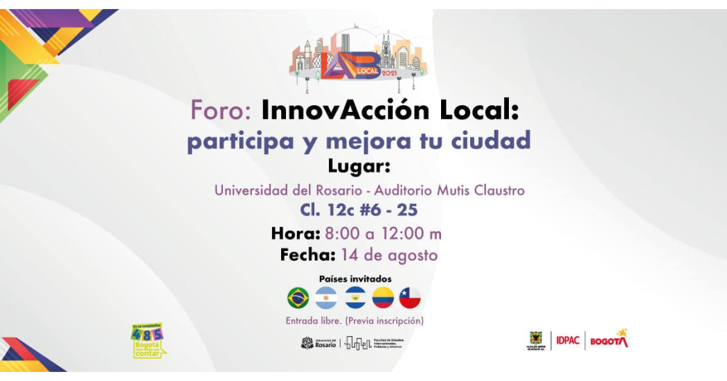Inscríbete en foro Innovación Local participa y mejora tu ciudad IDPAC