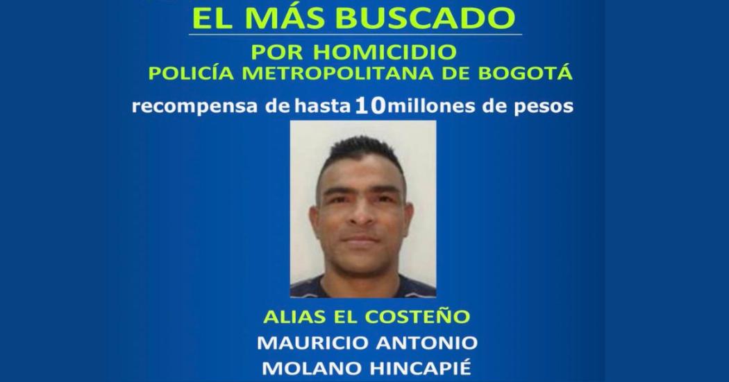 Revelan rostro de ‘el costeño’ el más buscado por homicidio en Bogotá