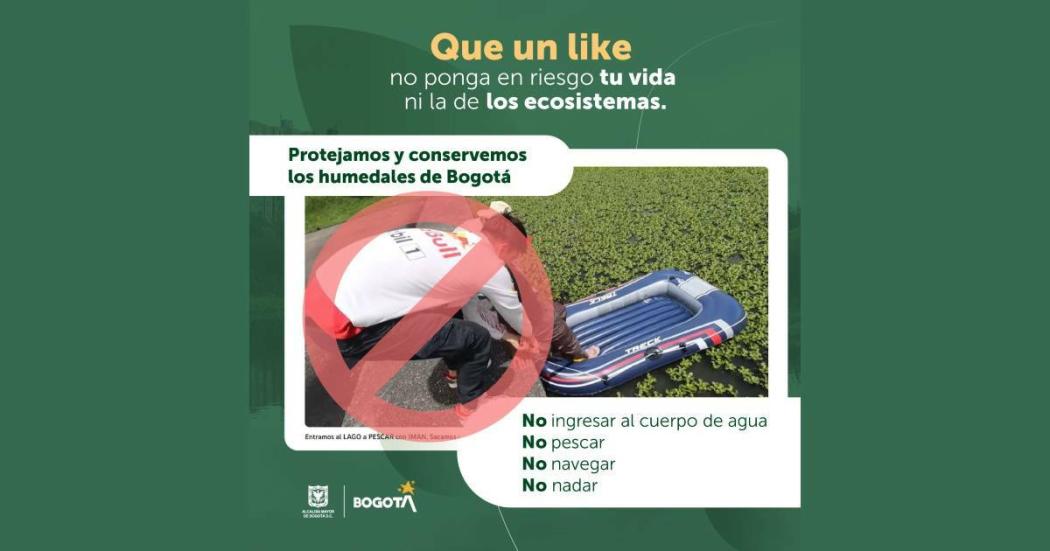 Secretaría de Ambiente: navegar en humedales de Bogotá está prohibido 