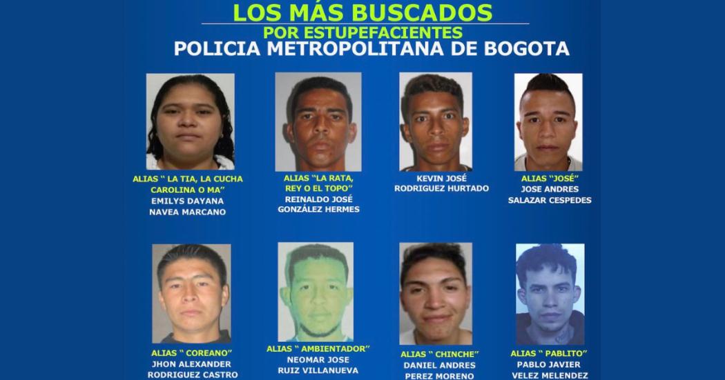 Estos son los más buscados por tráfico de estupefacientes en Bogotá