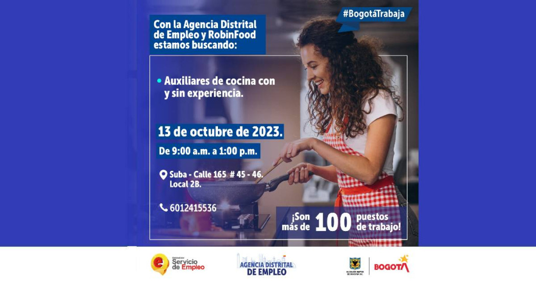 Oferta de empleo en Suba y Teusaquillo este 13 y 27 de octubre 2023