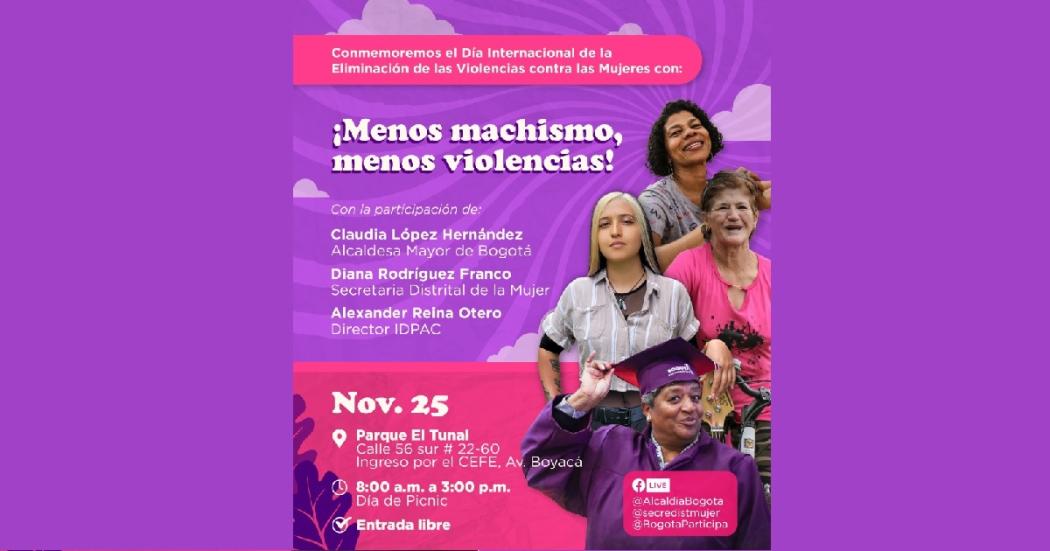 Día Mundial Eliminación de Violencias contra Mujeres 25N Parque Tunal 