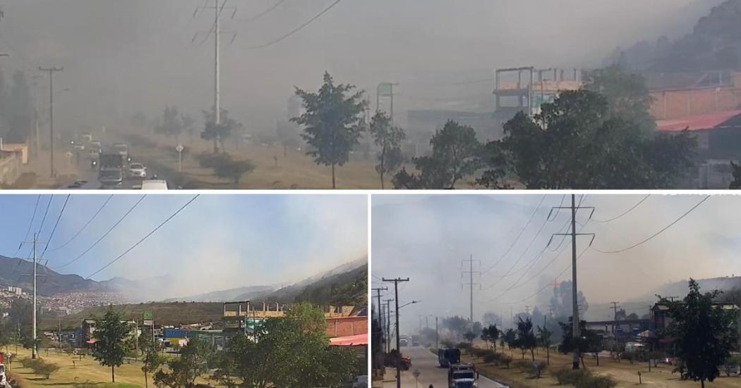 Incendio forestal afecta visibilidad en la Av. Boyacá, Doña Juana