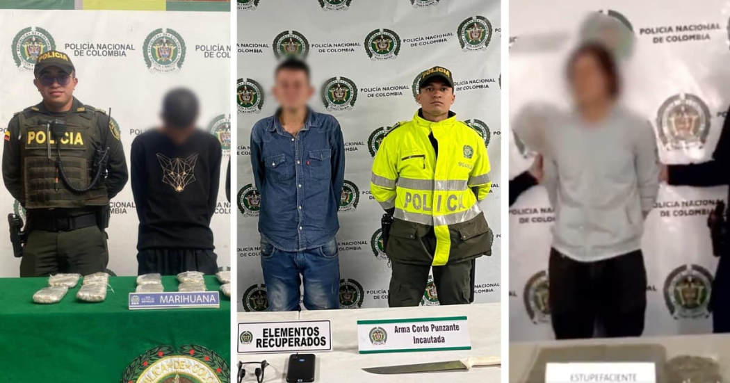 Tres hombres capturados por la Policía por estupefacientes y hurto en Bogotá