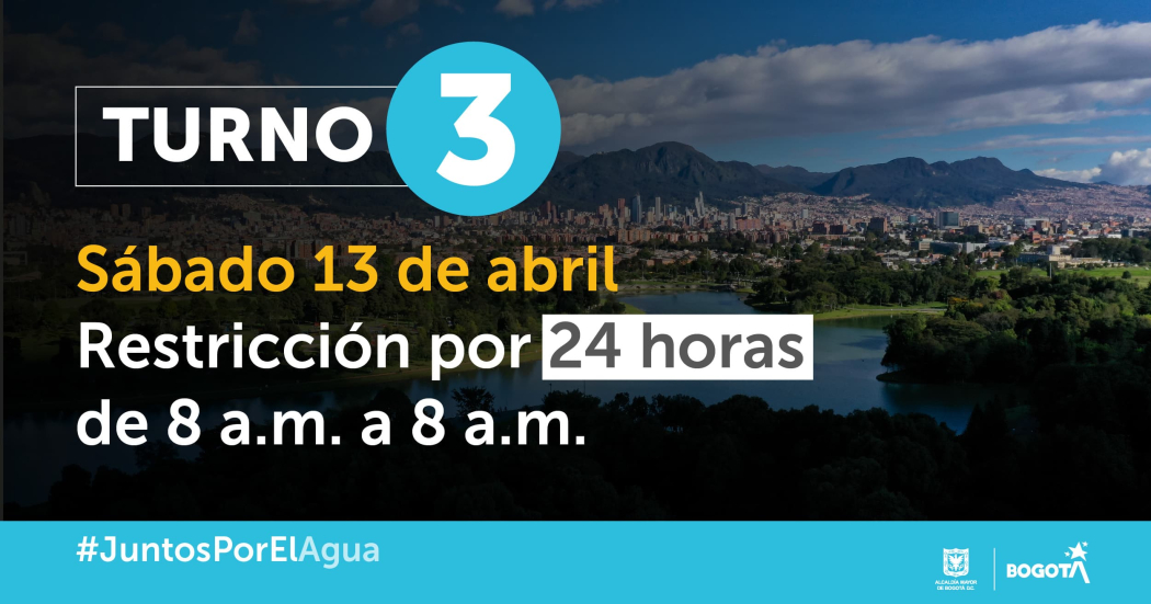 Localidades y barrios con racionamiento de agua en Bogotá 13 de abril
