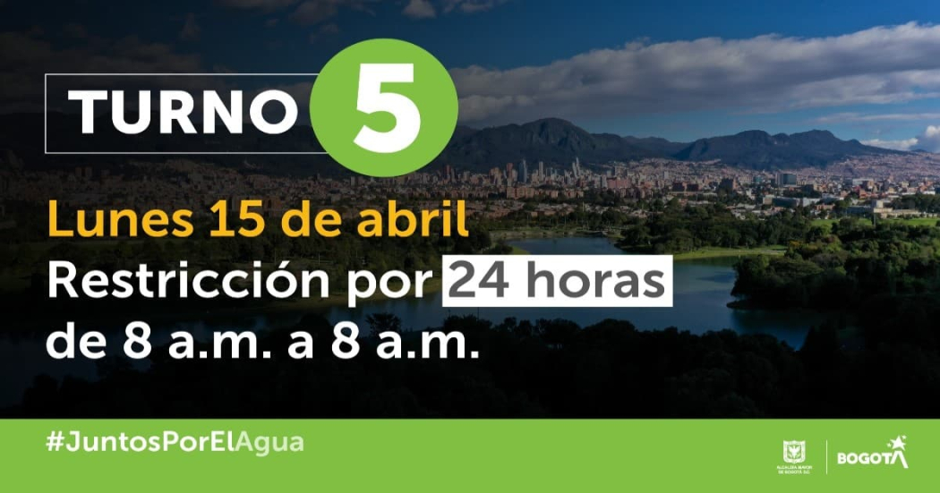 Localidades y barrios con racionamiento de agua en Bogotá 15 de abril
